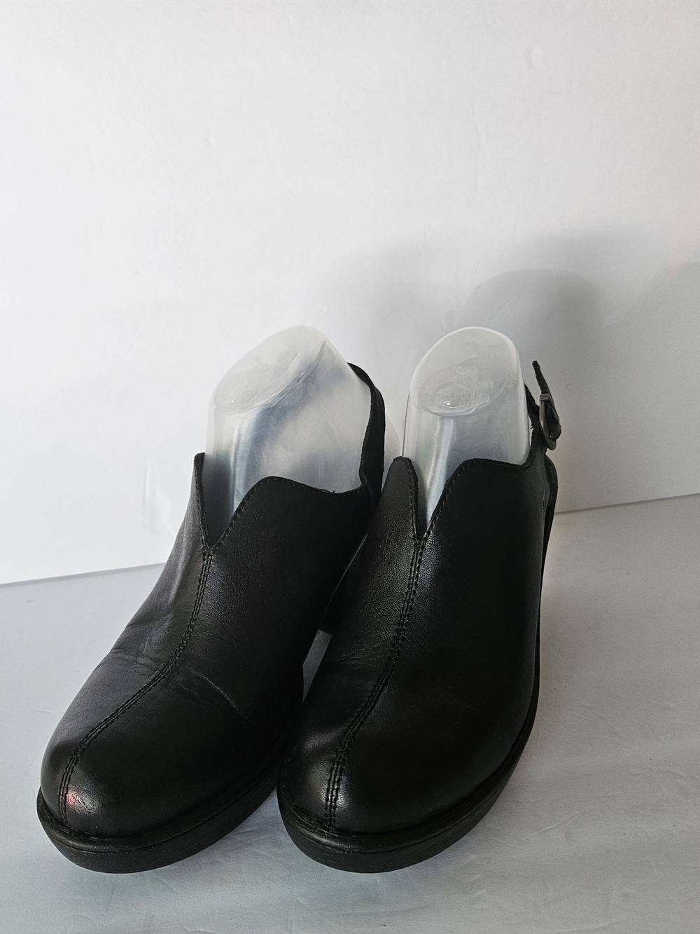 ​Born Flowers Black Leather Slingback Platform Wedge Clogs Shoes Women's Size 9M